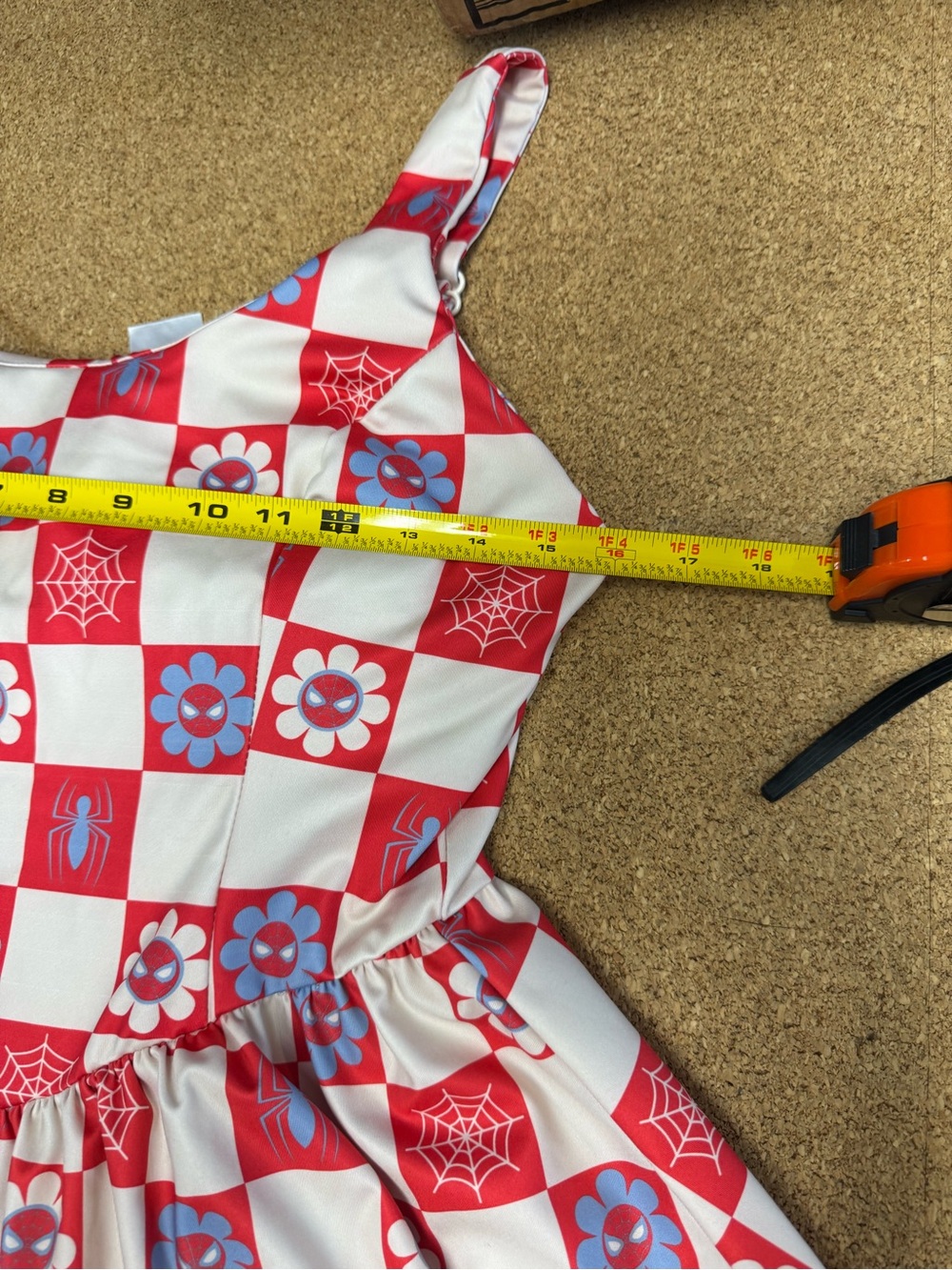 Marvel Red and Cream Checkerboard Spider-Web Mini Dress - Picture 12 of 14